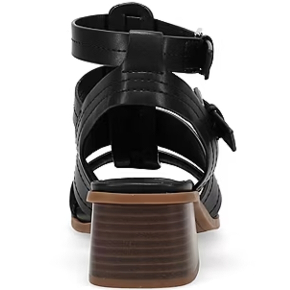 Women's Black Strappy Sandals - Picture 7 of 8